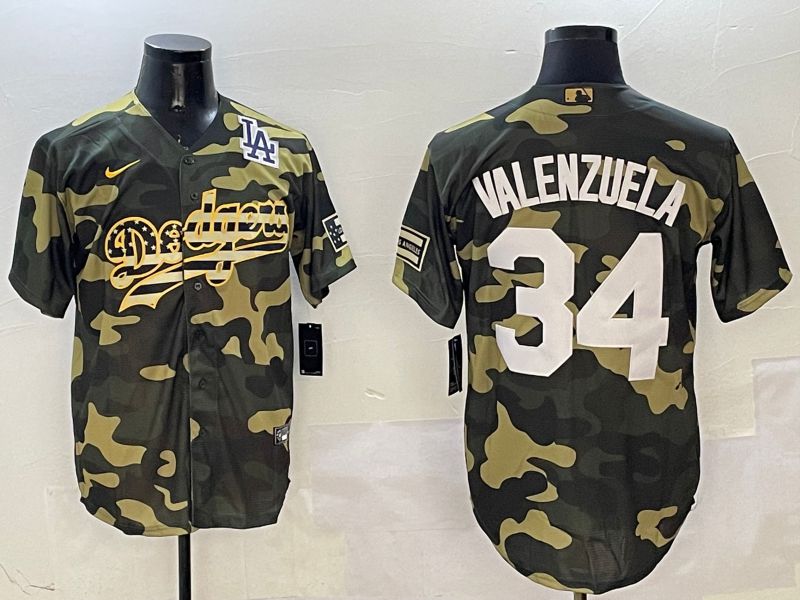 Men Los Angeles Dodgers 34 Valenzuela Camo Joint Name 2025 Nike MLB Jersey style 7